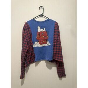 Reworked Upcycle Grunge Oversize Crop Charlie Brown Christmas Sweatshirt M/L